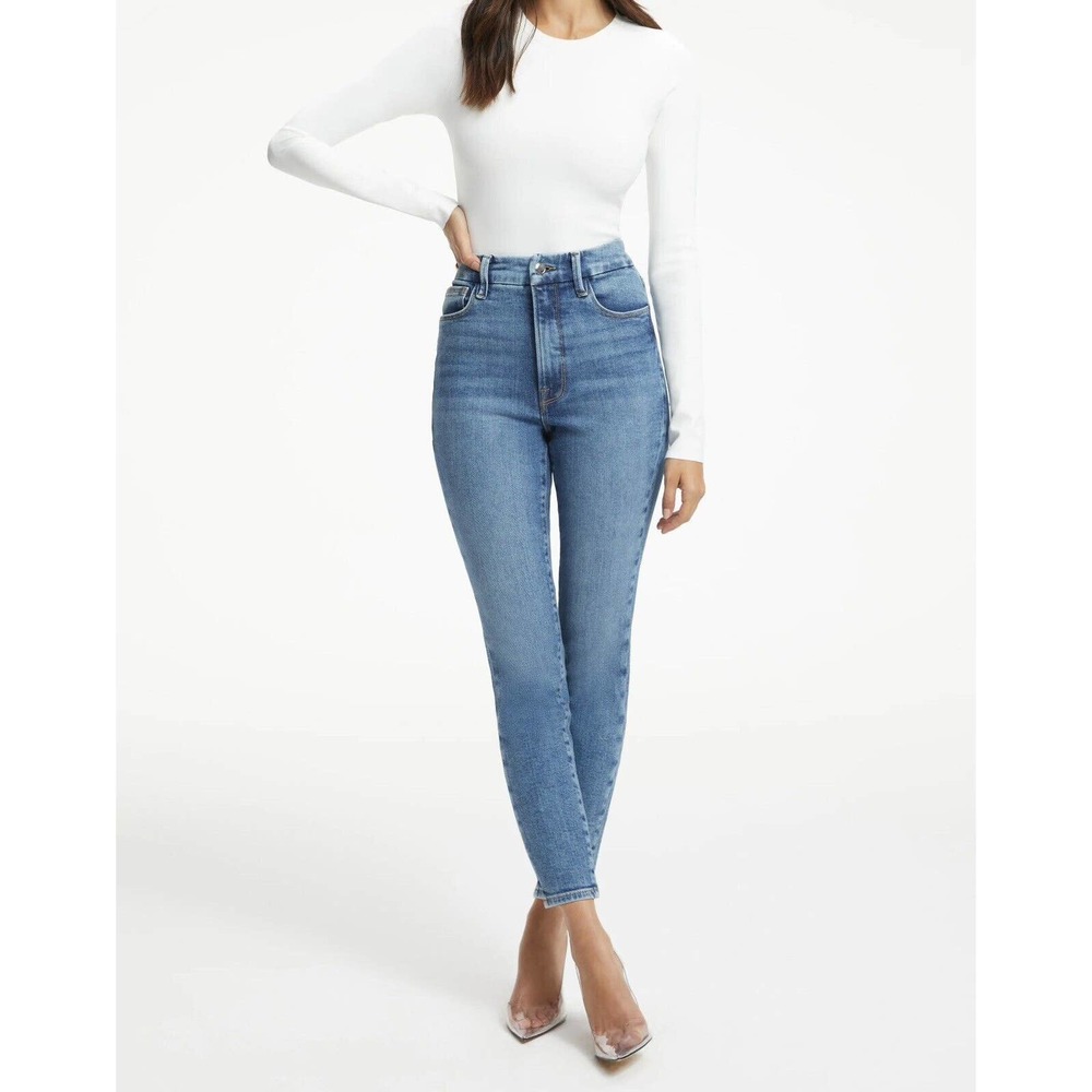 NWT Good American Womens Good Waist Cropp Jeans Sz 0/25 Skinny High Rise Indigo